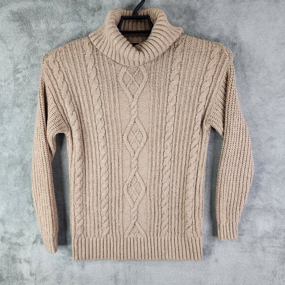 Womens Beige Torrid Cable Knit Turtleneck Sweater Pullover Long Sleeve Size 0 - Picture 2 of 11